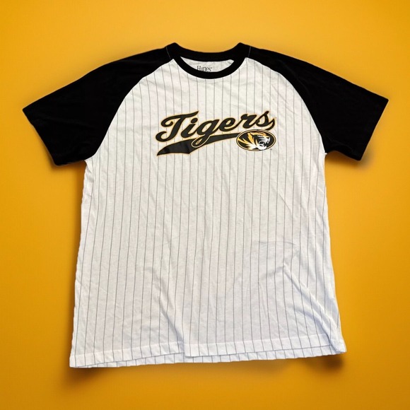 Missouri Tigers Mens Shirt XL x Hanes Raglan SS Pinstripe T-Shirt - Picture 1 of 7